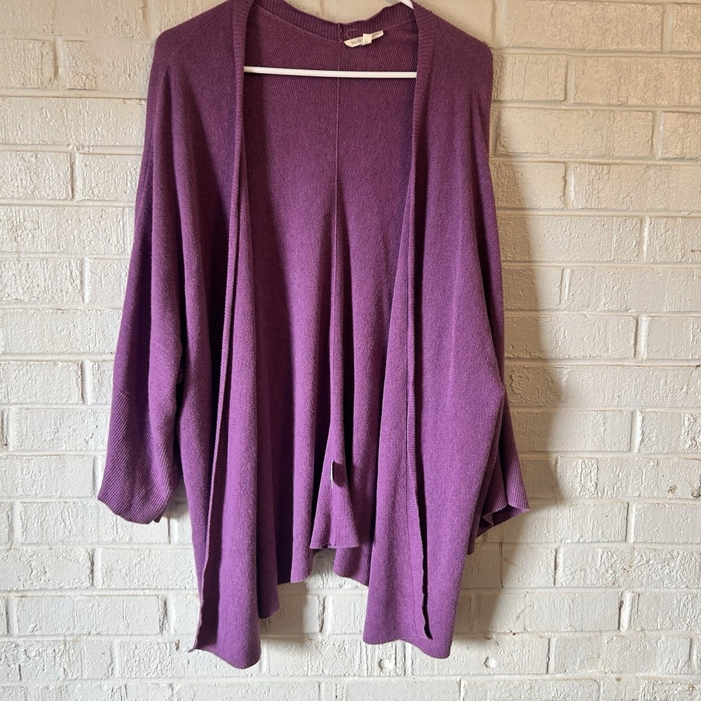 Eileen Fisher Open Front Cardigan Organic Cotton Womens Small Purple Minimalist